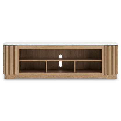 Camdill - XL TV Stand With Fireplace Option - Light Brown - Hornell Furniture Outlet