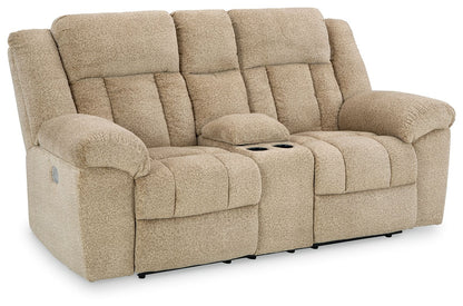 Tip - off - Power Reclining Loveseat With Console / Adj Headrest - Hornell Furniture Outlet