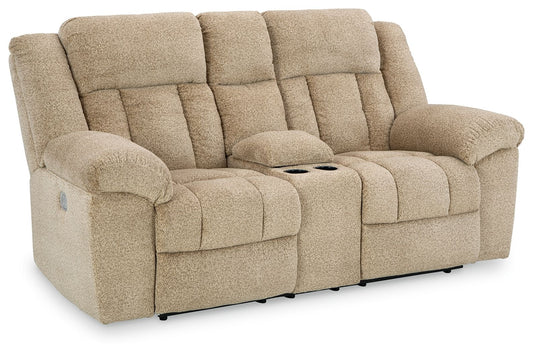 Tip - off - Power Reclining Loveseat With Console / Adj Headrest - Hornell Furniture Outlet