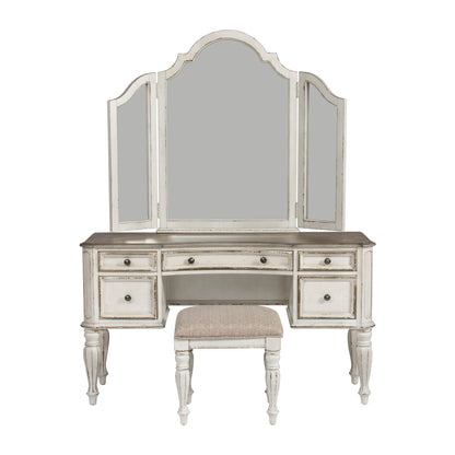 Magnolia Manor - 3 Piece Vanity Set - White - Hornell Furniture Outlet