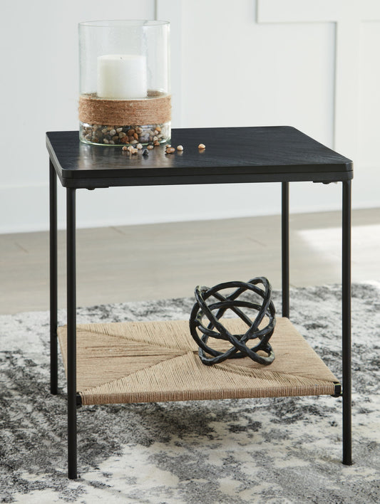 Minrich - Black / Natural - Accent Table - Hornell Furniture Outlet