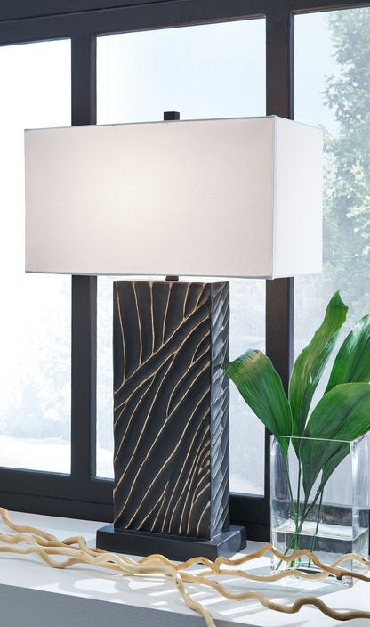 Bartlen - Black / Gold Finish - Poly Table Lamp - Hornell Furniture Outlet