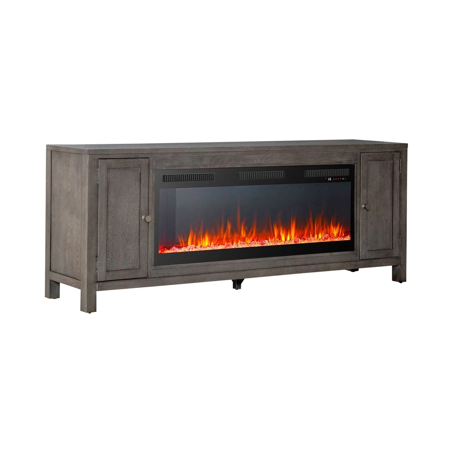 Fireplace TV Consoles - 406 78" Console With Fire FTS - Brown - Hornell Furniture Outlet