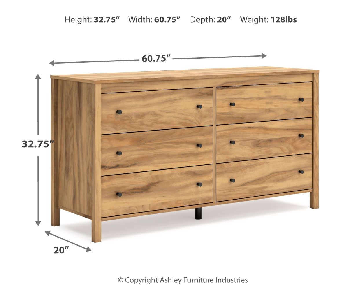 Bermacy - Light Brown - Six Drawer Dresser - Hornell Furniture Outlet