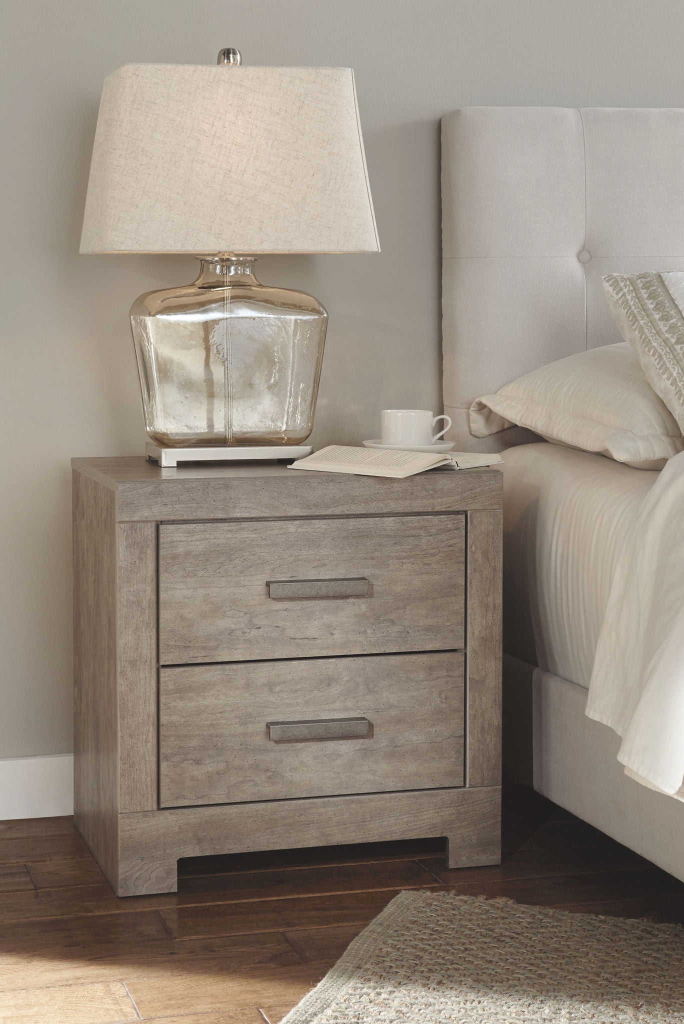 Culverbach - Gray - 5 Pc. - Dresser, Mirror, Queen Upholstered Bed, 2 Nightstands - Hornell Furniture Outlet