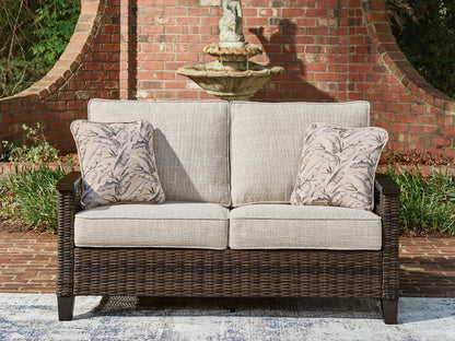 Monterey Point - Loveseat With Cushion - Dark Brown - Hornell Furniture Outlet