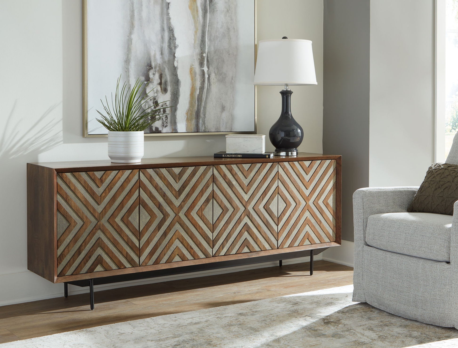 Dreggan - Brown / Gold Finish - Accent Cabinet - Hornell Furniture Outlet