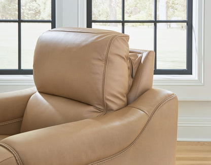 Mosswell - Power Reclining Loveseat With Adj Headrest - Toffee - Hornell Furniture Outlet