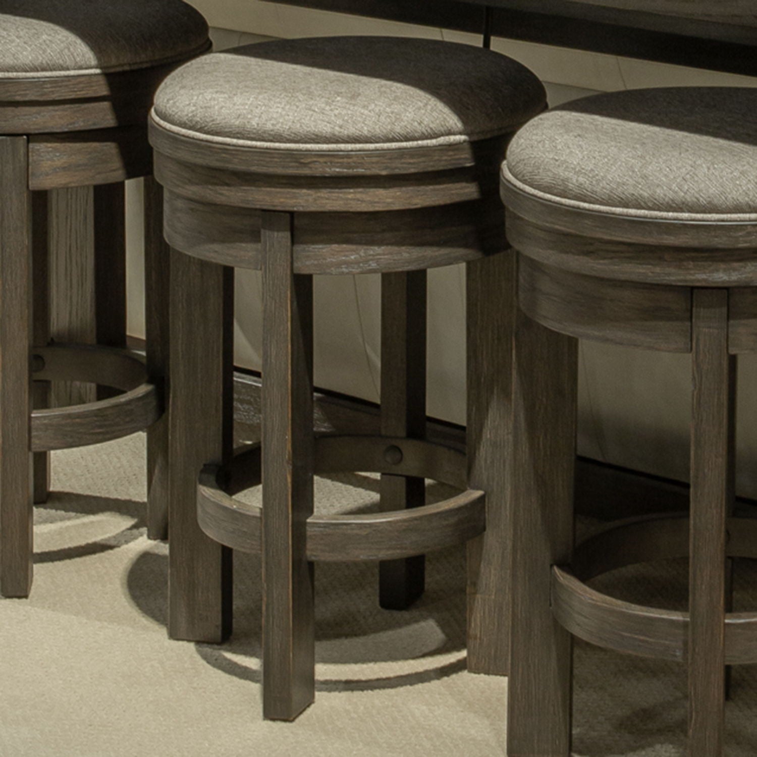Lennox Hill - Upholstered Swivel Console Stool - Dark Brown - Hornell Furniture Outlet