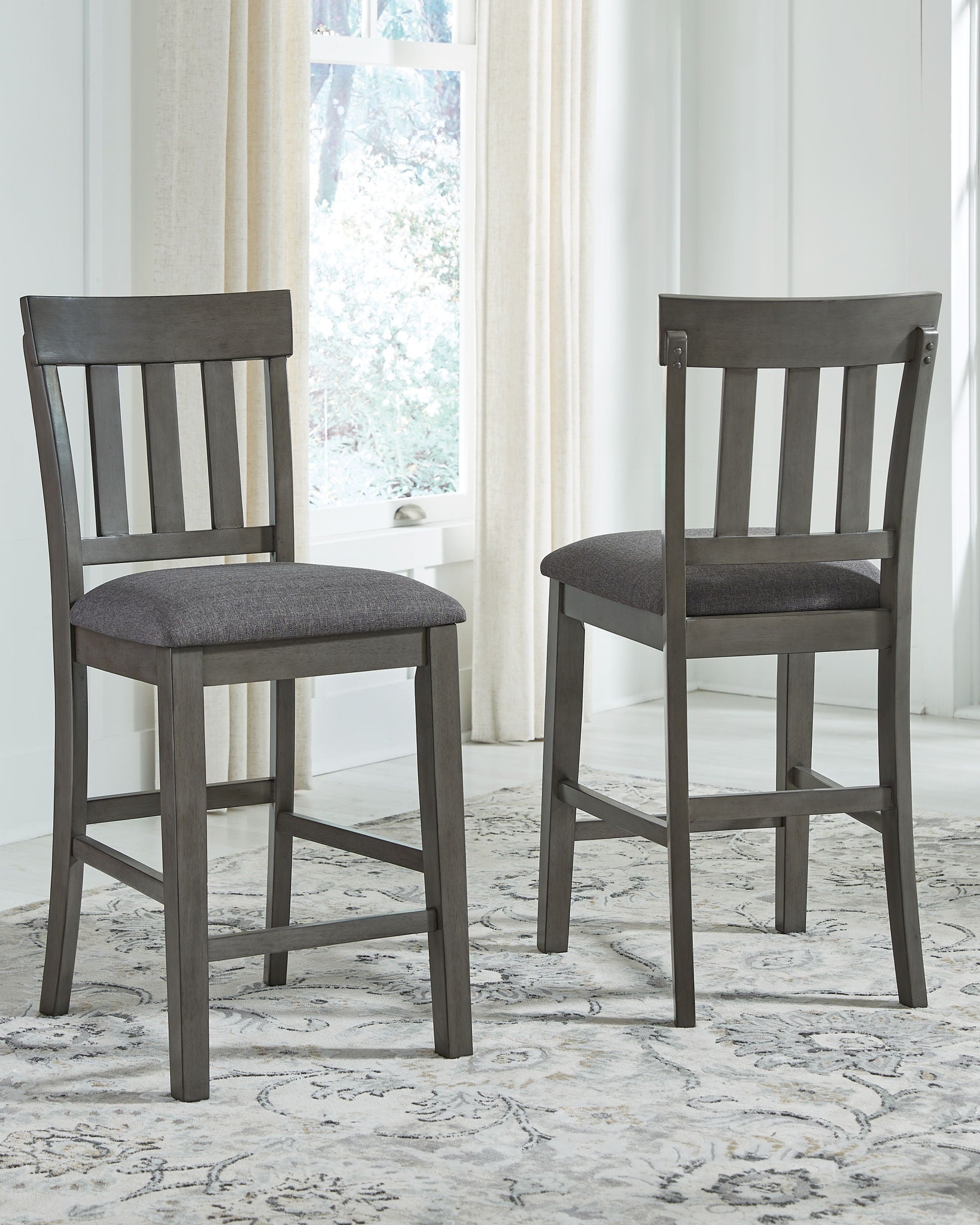 Hallanden - Black / Gray - Upholstered Barstool (Set of 2) - Hornell Furniture Outlet