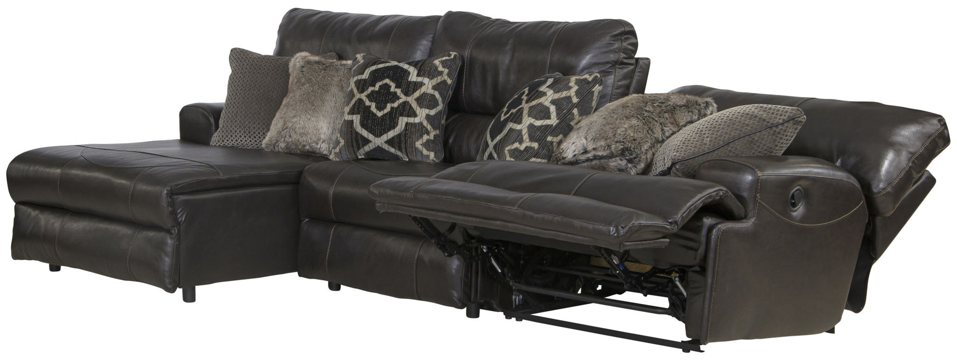 Como - 3 Piece Italian Leather Match Reclining Sectional - Hornell Furniture Outlet