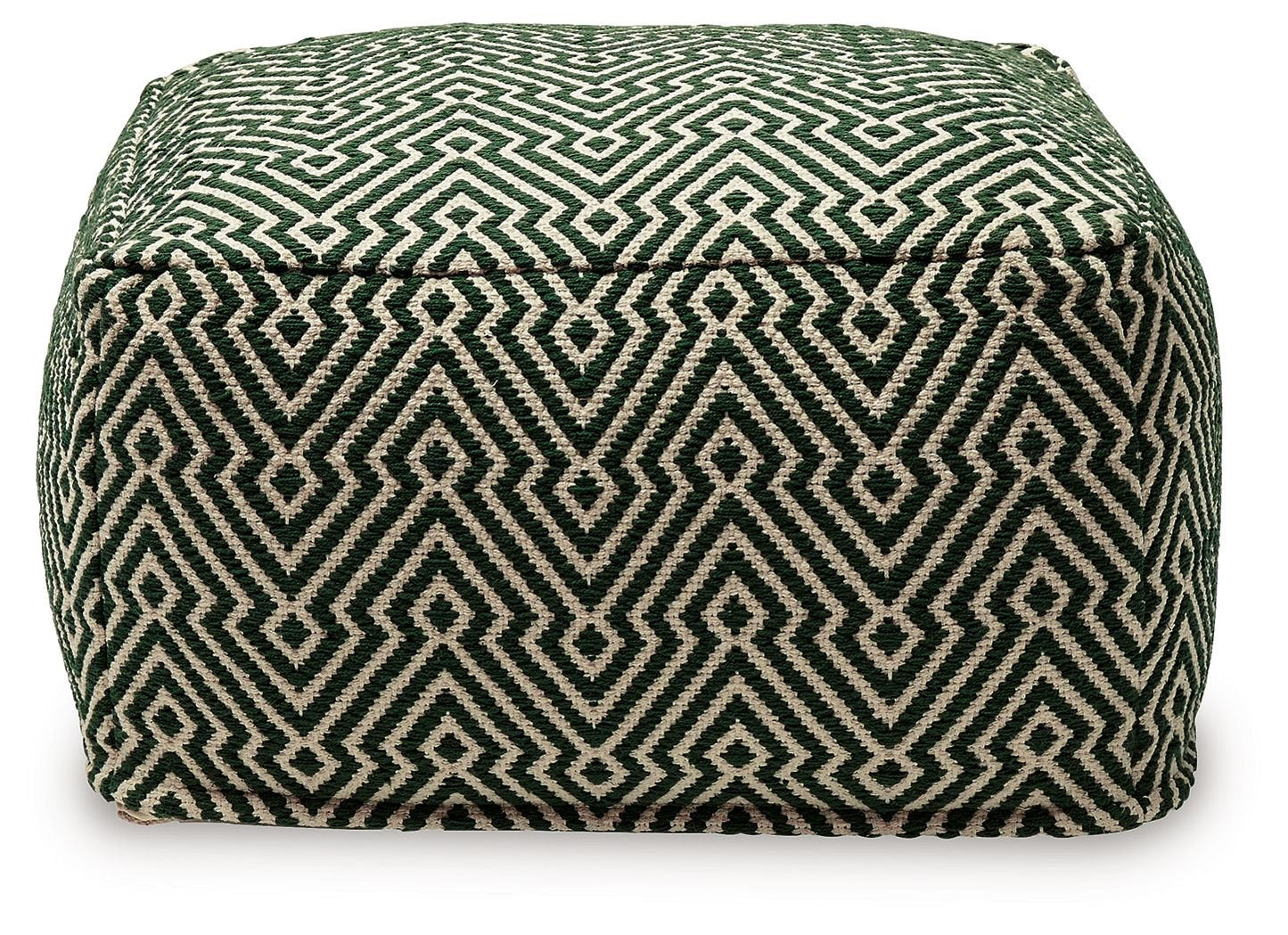 Abacy - Green / Ivory - Pouf - Hornell Furniture Outlet