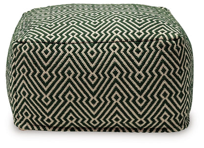 Abacy - Green / Ivory - Pouf - Hornell Furniture Outlet
