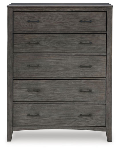 Montillan - Grayish Brown - Five Drawer Chest - Hornell Furniture Outlet