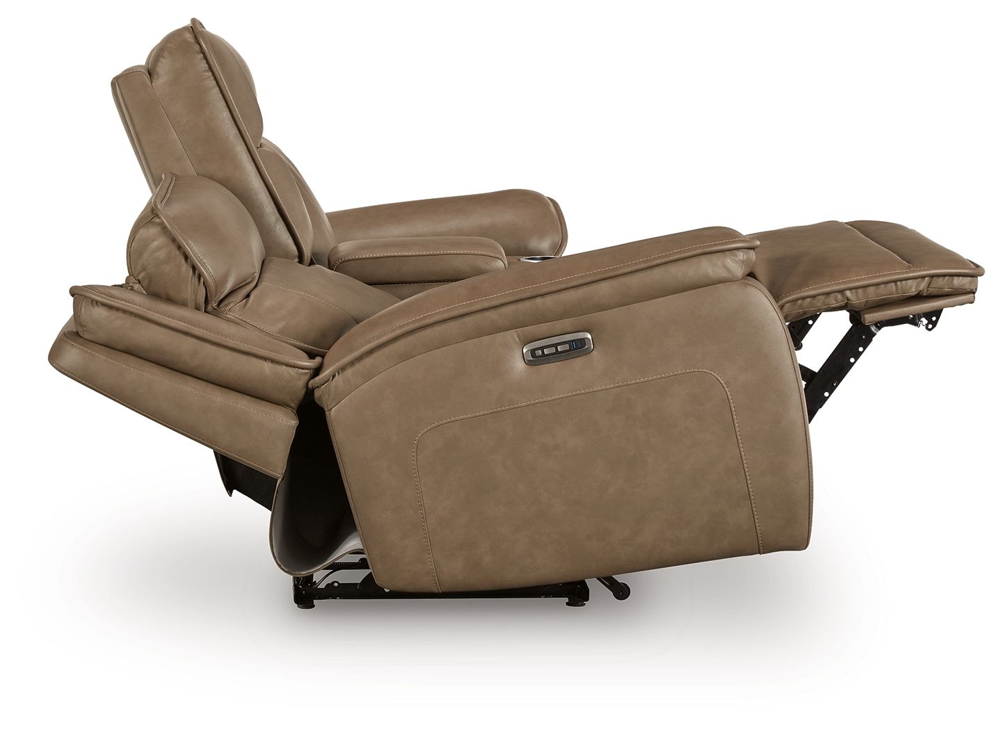 Glencroft - Power Reclining Loveseat With Console / Adjustable Headrest - Sahara - Hornell Furniture Outlet