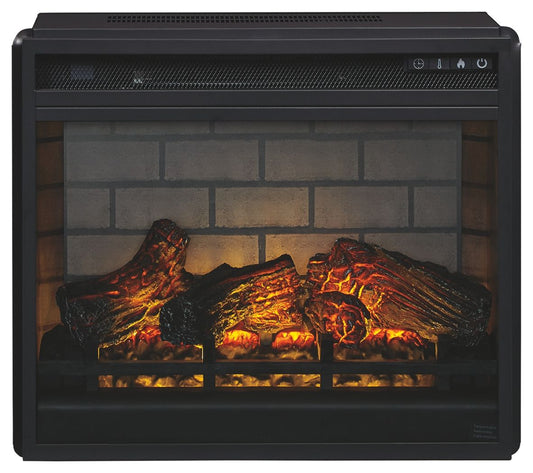 Trinell - Brown - 63" TV Stand With Glass/Stone Fireplace Insert - Hornell Furniture Outlet