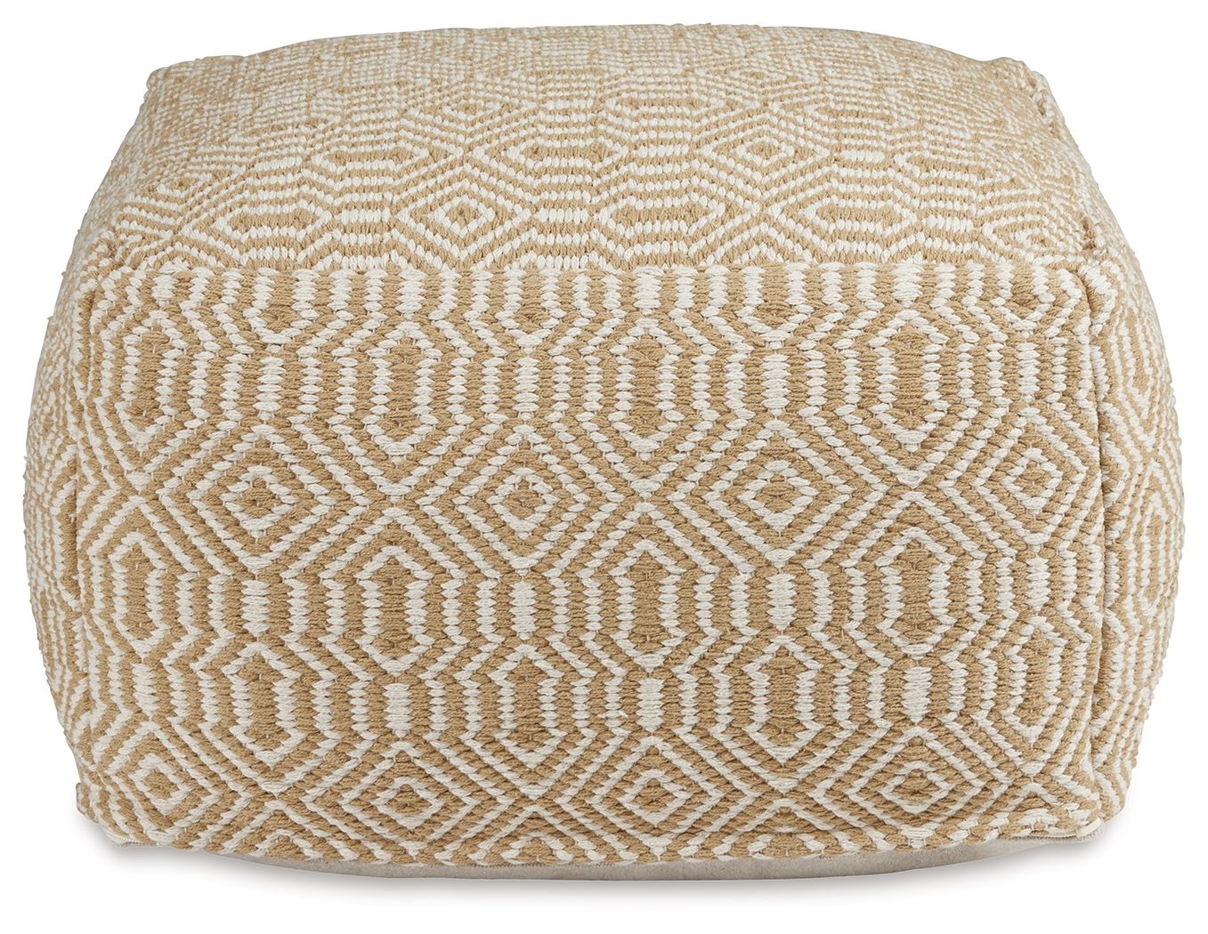 Adamont - Tan / Ivory - Pouf - Hornell Furniture Outlet