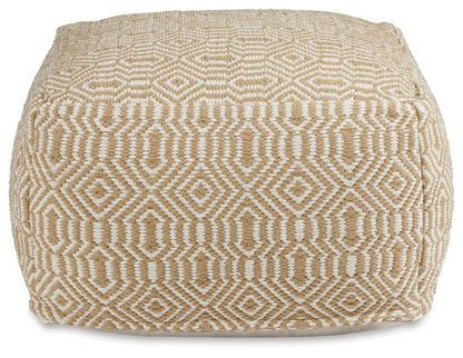 Adamont - Tan / Ivory - Pouf - Hornell Furniture Outlet