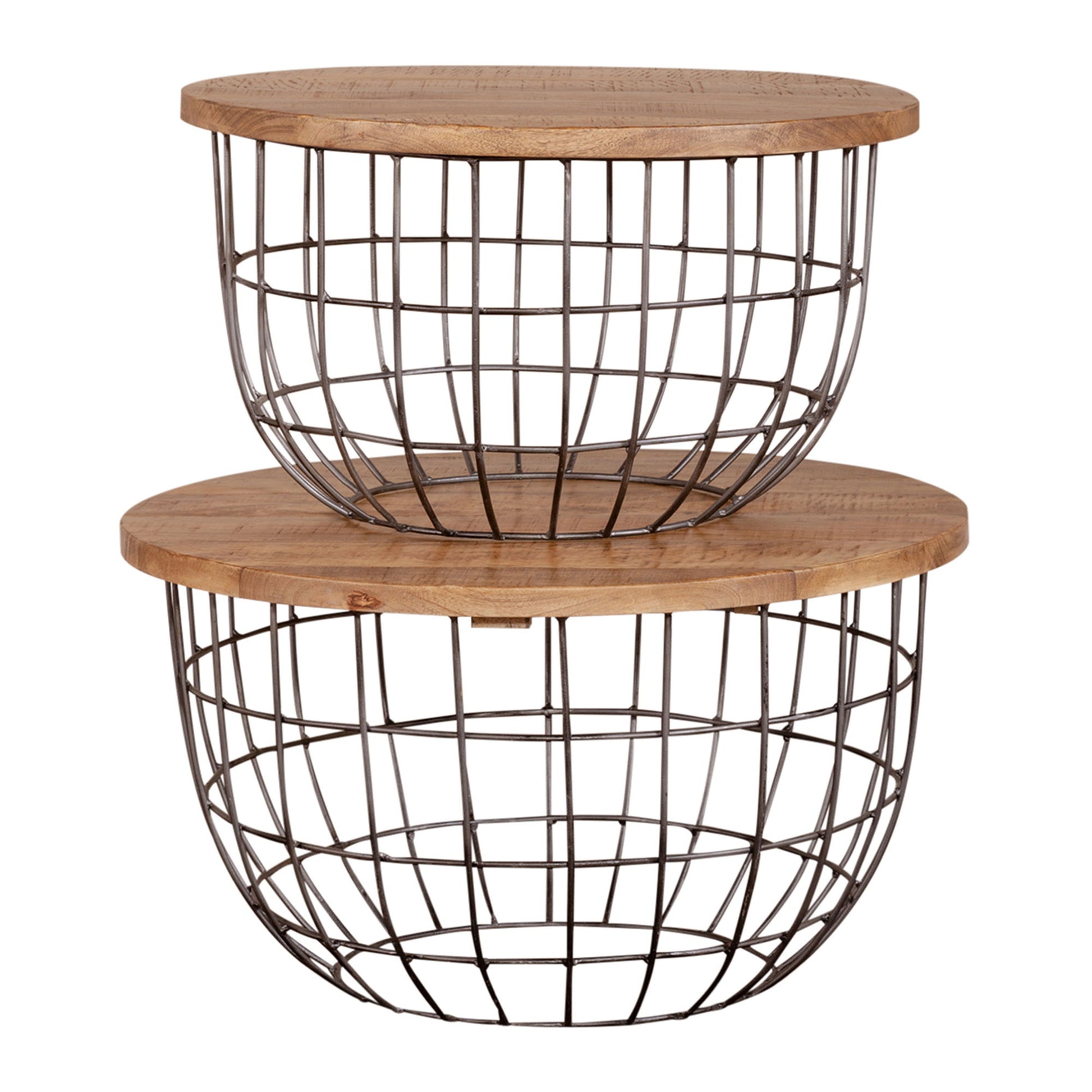 Akins - Nesting Caged Accent Tables - Light Brown - Hornell Furniture Outlet