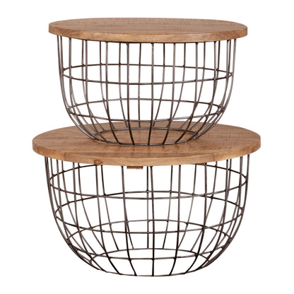 Akins - Nesting Caged Accent Tables - Light Brown - Hornell Furniture Outlet
