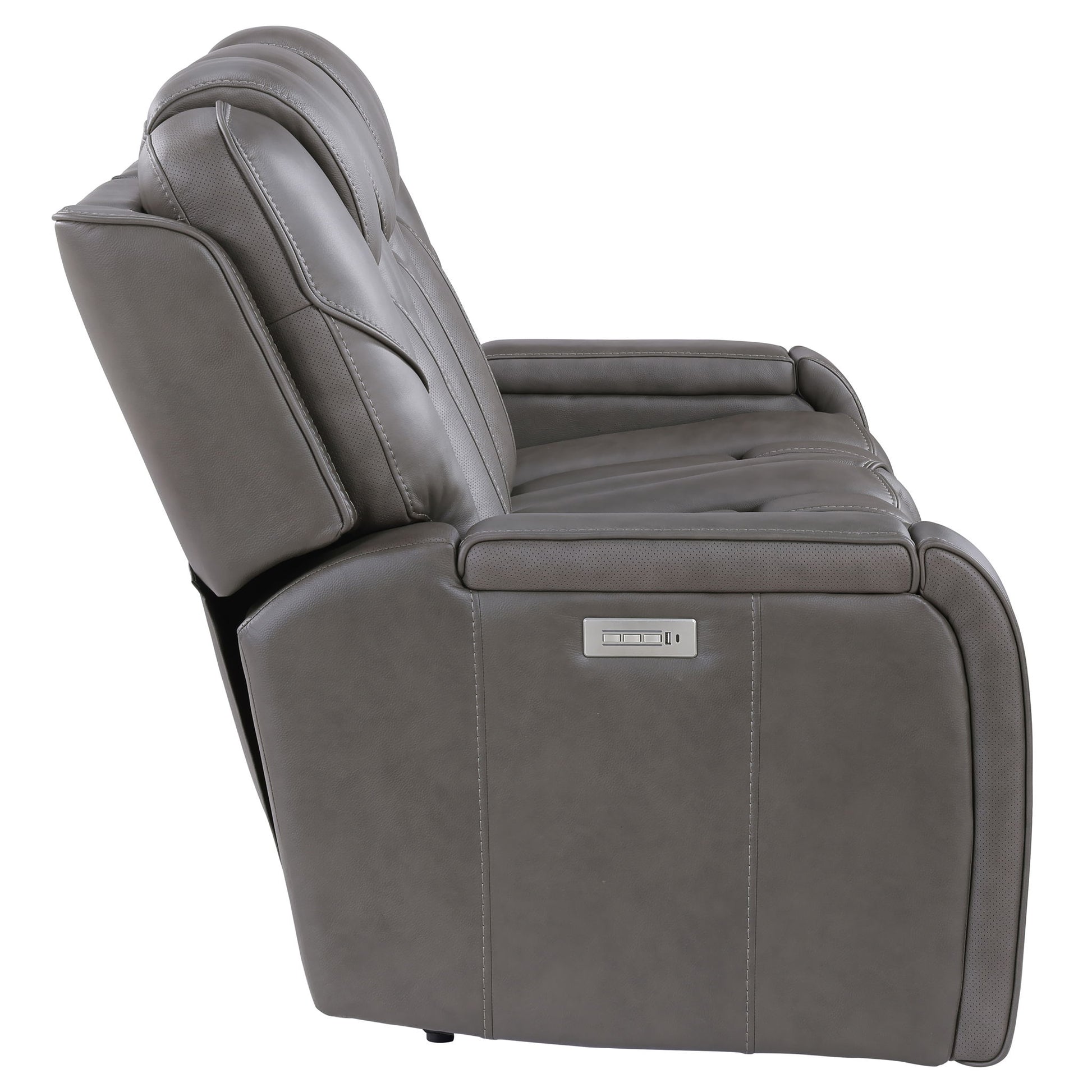 Daniel - 3 Piece Triple - Power Leather Reclining Set - Gray - Hornell Furniture Outlet