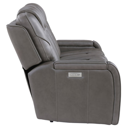 Daniel - 3 Piece Triple - Power Leather Reclining Set - Gray - Hornell Furniture Outlet