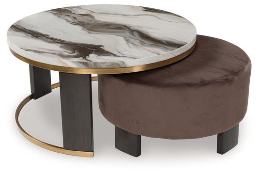 Jazmore - Brown / Brass Finish - Nesting Cocktail Tables (Set of 2) - Hornell Furniture Outlet