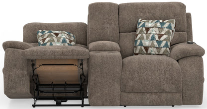 Joya - Power Zero Gravity Reclining Console Loveseat With Power Adjustable Headrest And CR3 Heat/Massage/Lumbar/ZG - Mushroom - Hornell Furniture Outlet