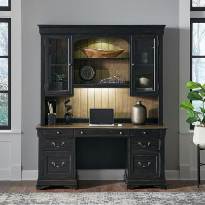 Meritage - Credenza & Hutch - Black - Hornell Furniture Outlet