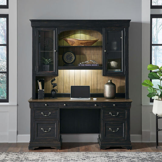 Meritage - Credenza & Hutch - Black - Hornell Furniture Outlet