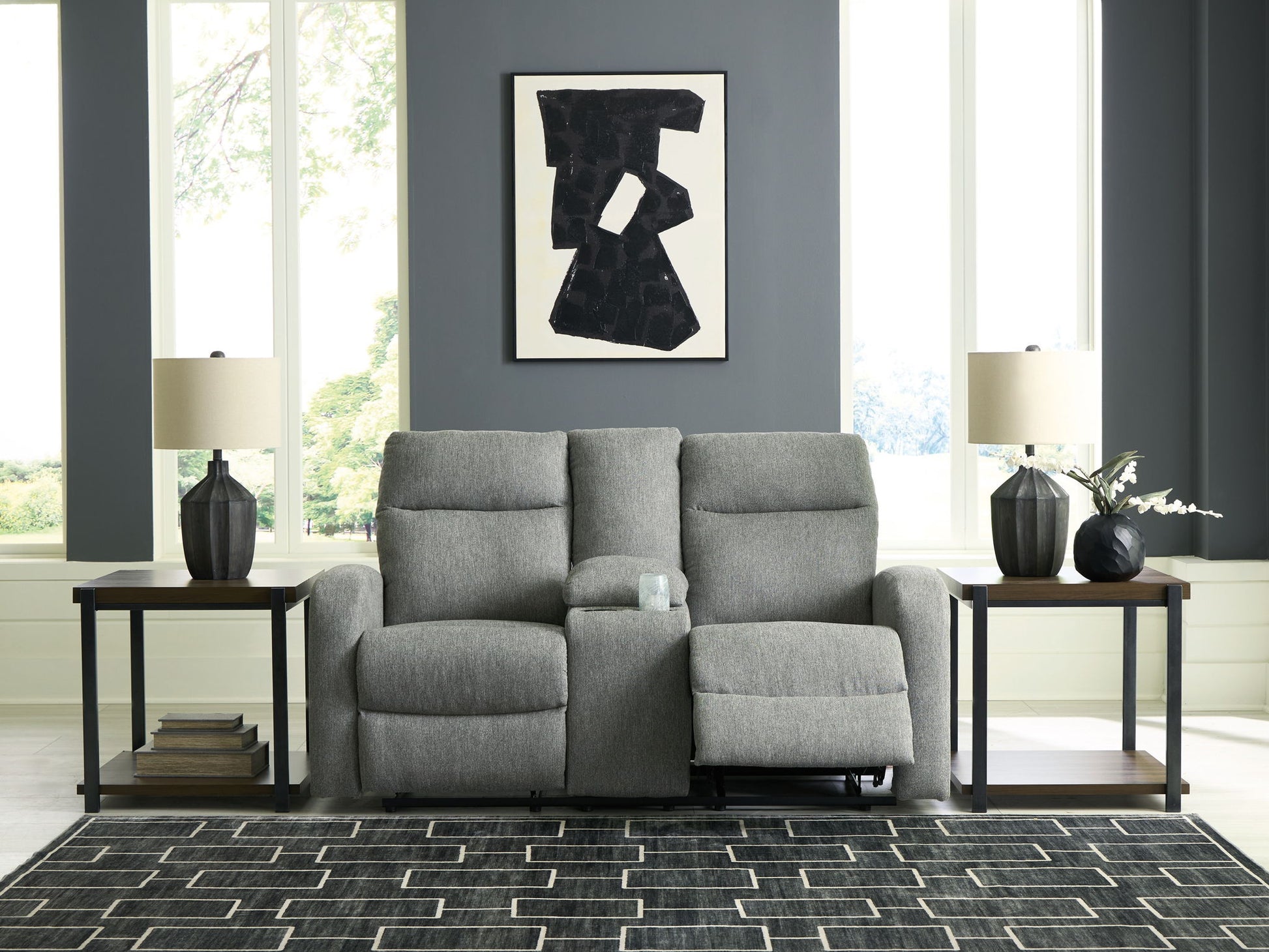 Gauntlet - Sterling - Double Recline Loveseat With Console - Hornell Furniture Outlet
