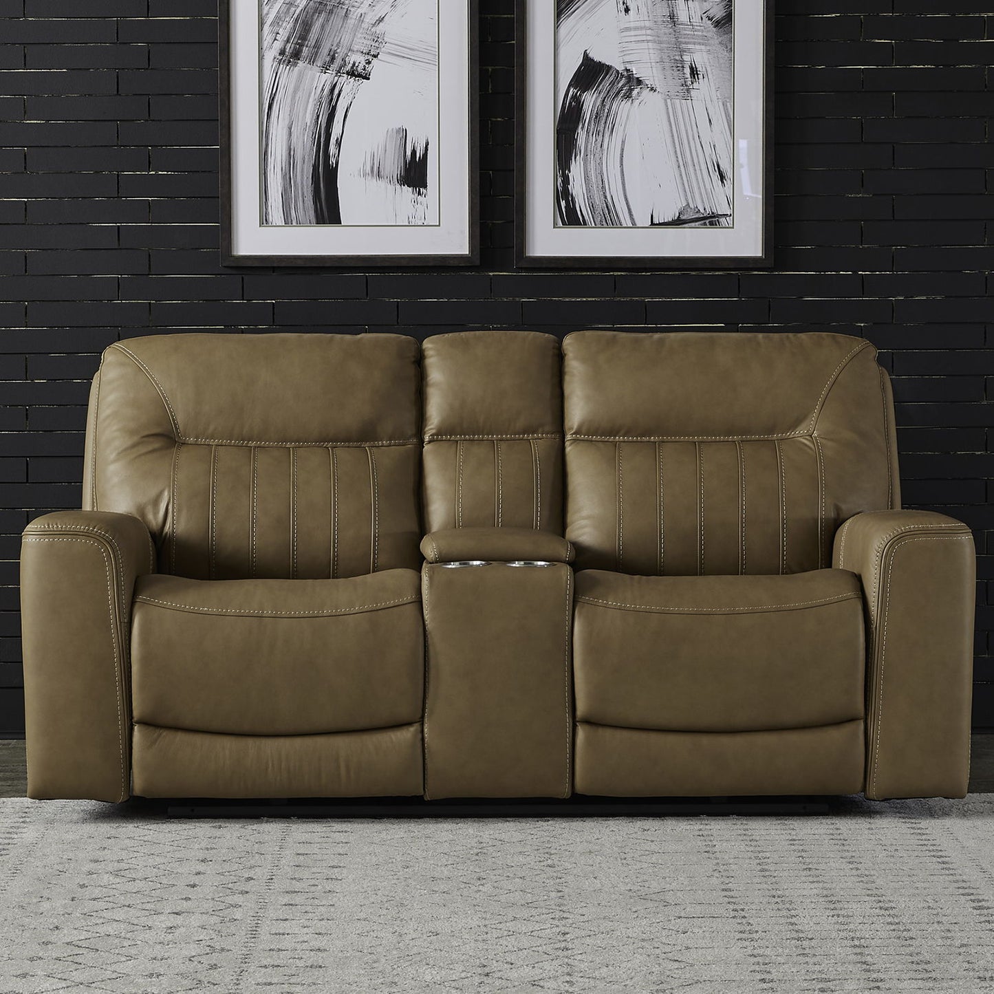 Bennett - Loveseat With Console P2 & ZG - Butternut - Butternut Leather - Hornell Furniture Outlet