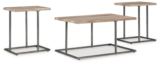 Albreane - Grayish Brown / Black - Occasional Table Set (Set of 3) - Hornell Furniture Outlet