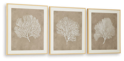 Hendridge - Taupe / White - Wall Art Set (Set of 3) - Hornell Furniture Outlet