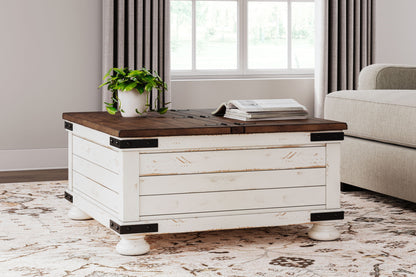Wystfield - White / Brown - Cocktail Table with Storage - Hornell Furniture Outlet