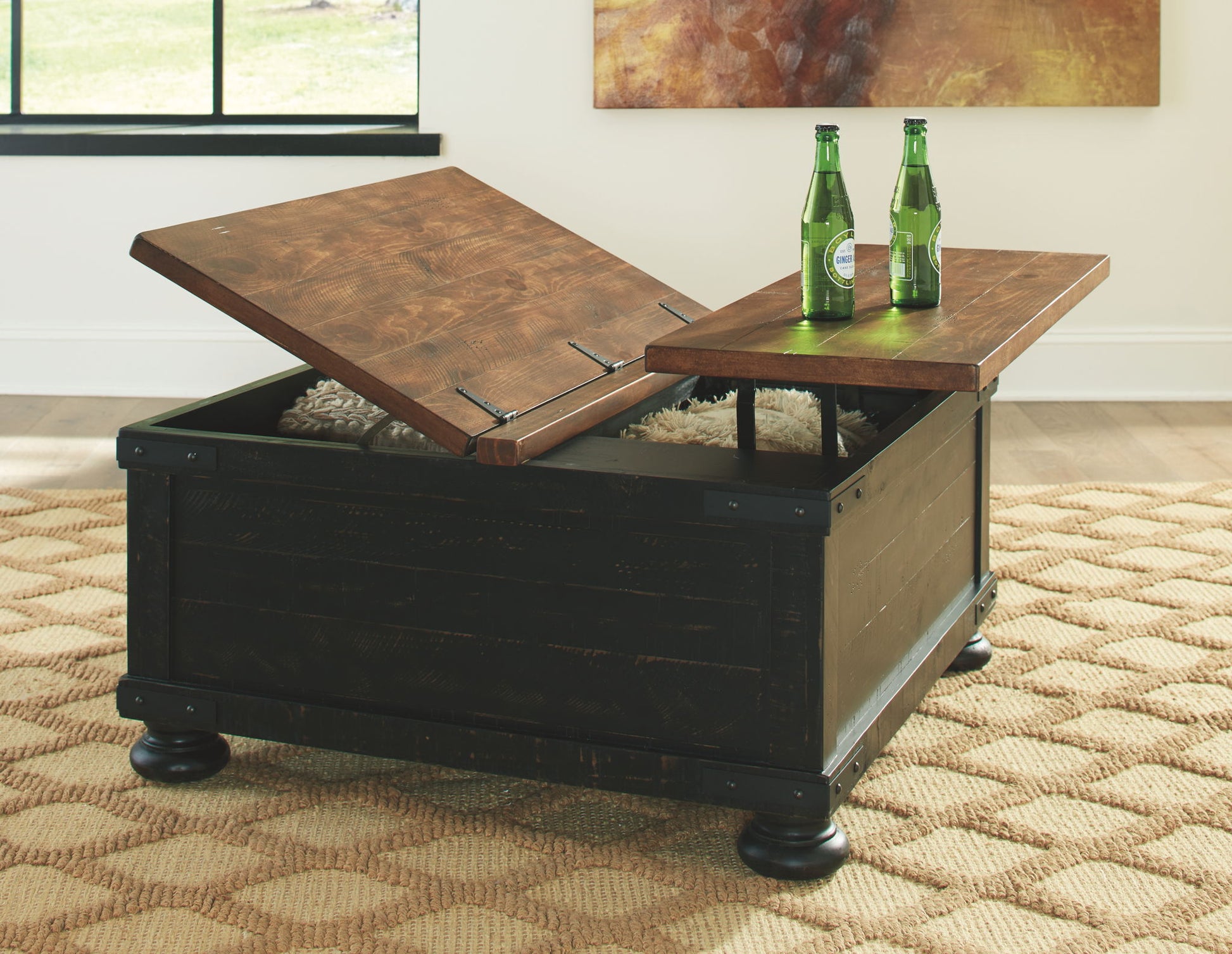 Valebeck - Black / Brown - Lift Top Cocktail Table - Hornell Furniture Outlet