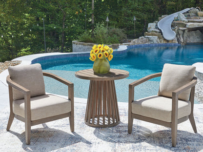 Joy Lagoon - Outdoor Chairs With Cushions/Table (Set of 3) - Beige - Hornell Furniture Outlet
