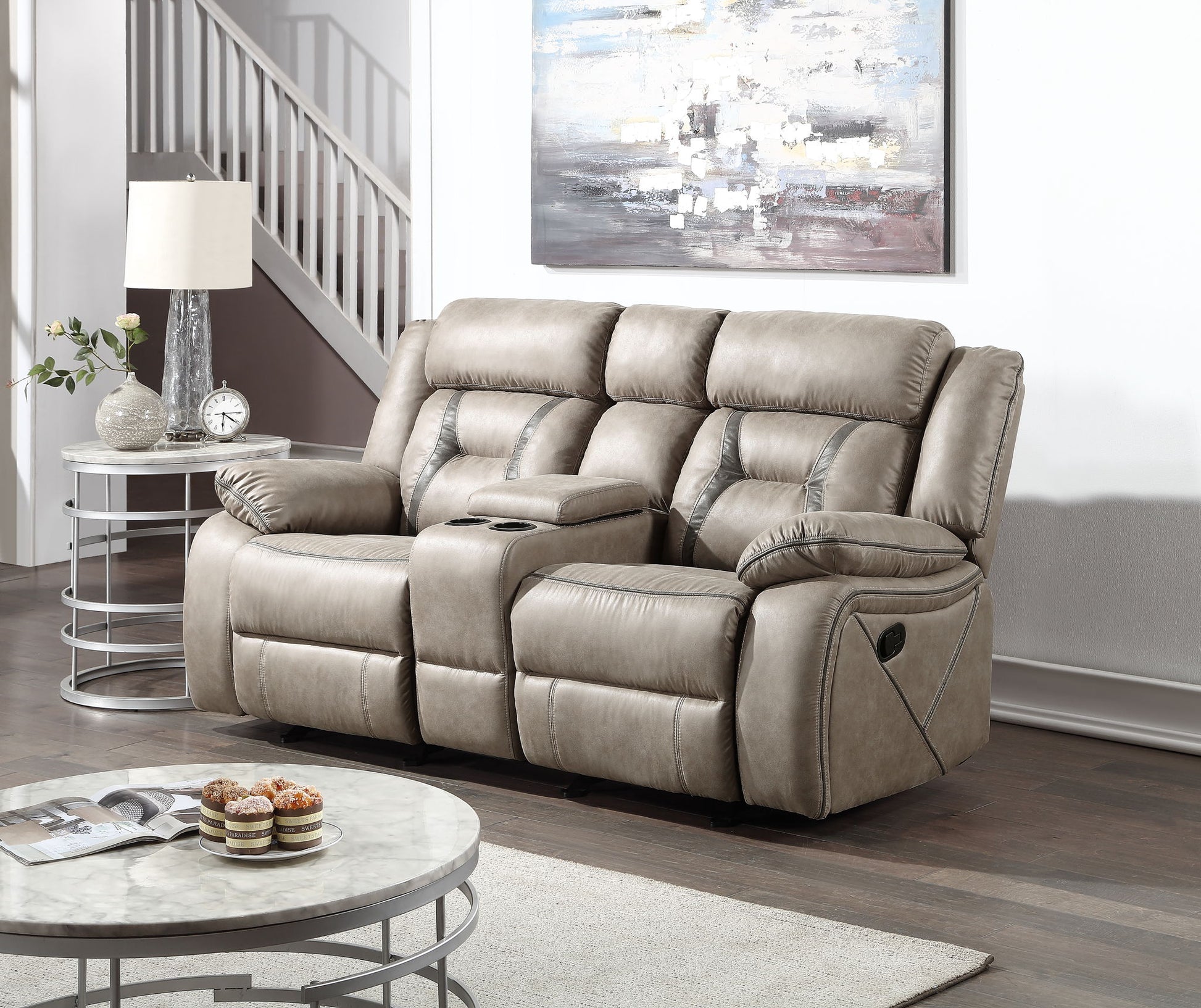Tyson - Reclining Glider Console - Pearl Silver - Hornell Furniture Outlet