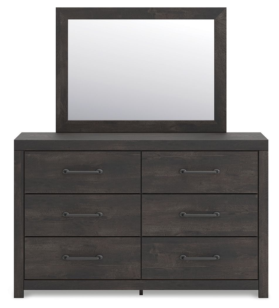 Hollivern - Dark Gray - Dresser And Mirror - Hornell Furniture Outlet