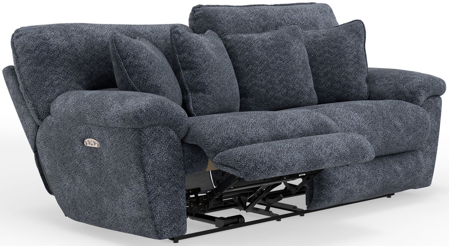 Paxon - Deep Seat Power Reclining Sofa With Power Adjustable Headrest - Smoke - Hornell Furniture Outlet
