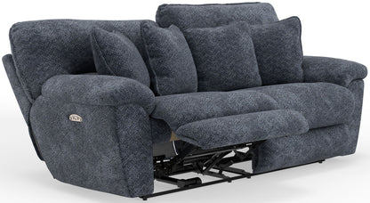 Paxon - Deep Seat Power Reclining Sofa With Power Adjustable Headrest - Smoke - Hornell Furniture Outlet