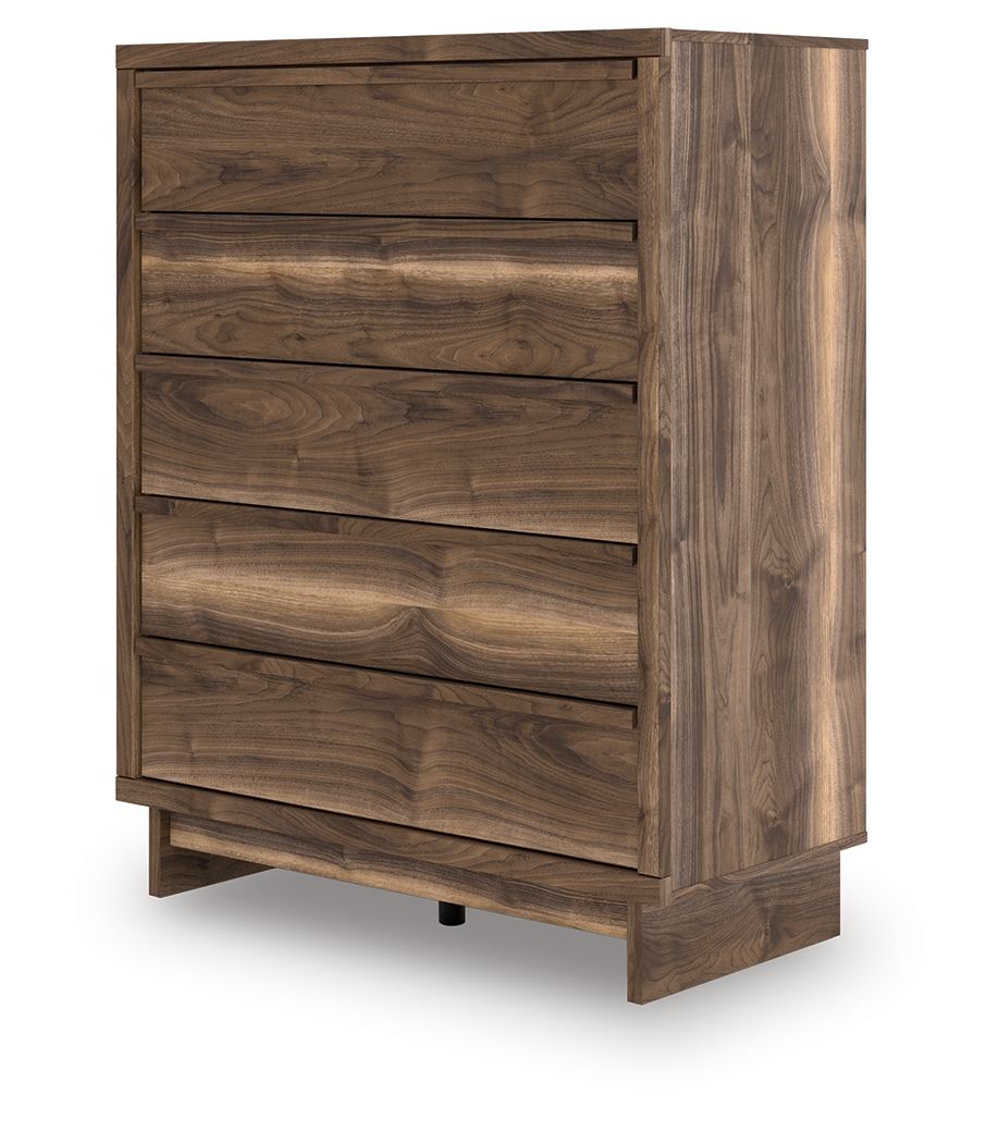 Chirason - Brown - Five Drawer Wide Chest - Hornell Furniture Outlet