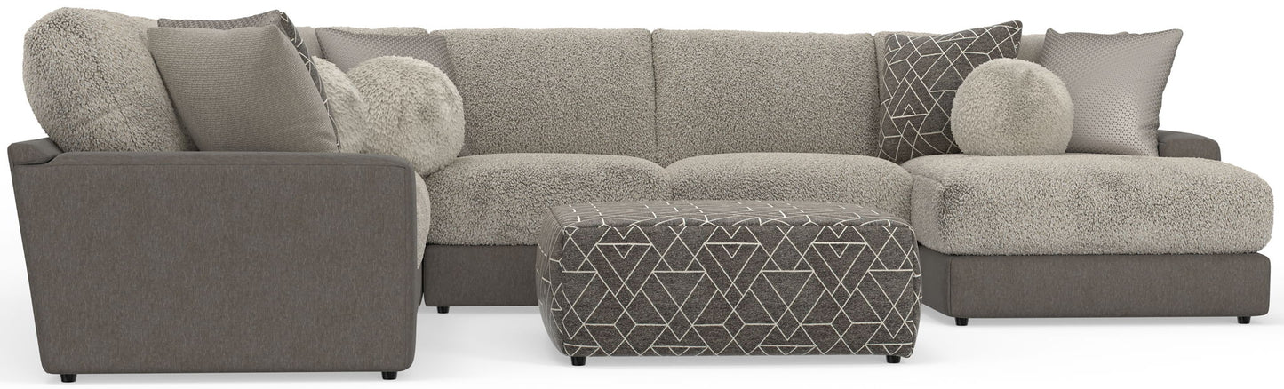 Canyon - 4 Piece Sectional With Cuddler Seat Cushions, Included Accent Pillows And Cocktail Ottoman (Right Side Facing Chaise) - Umber - Hornell Furniture Outlet