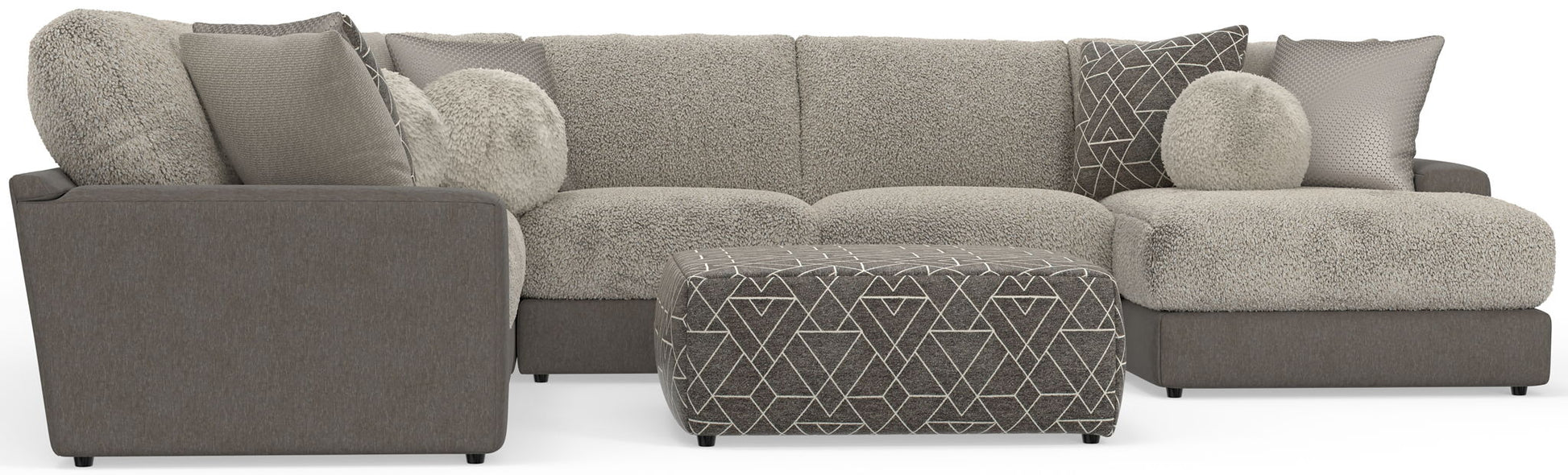 Canyon - 4 Piece Sectional With Cuddler Seat Cushions, Included Accent Pillows And Cocktail Ottoman (Right Side Facing Chaise) - Umber - Hornell Furniture Outlet