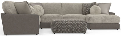 Canyon - 4 Piece Sectional With Cuddler Seat Cushions, Included Accent Pillows And Cocktail Ottoman (Right Side Facing Chaise) - Umber - Hornell Furniture Outlet
