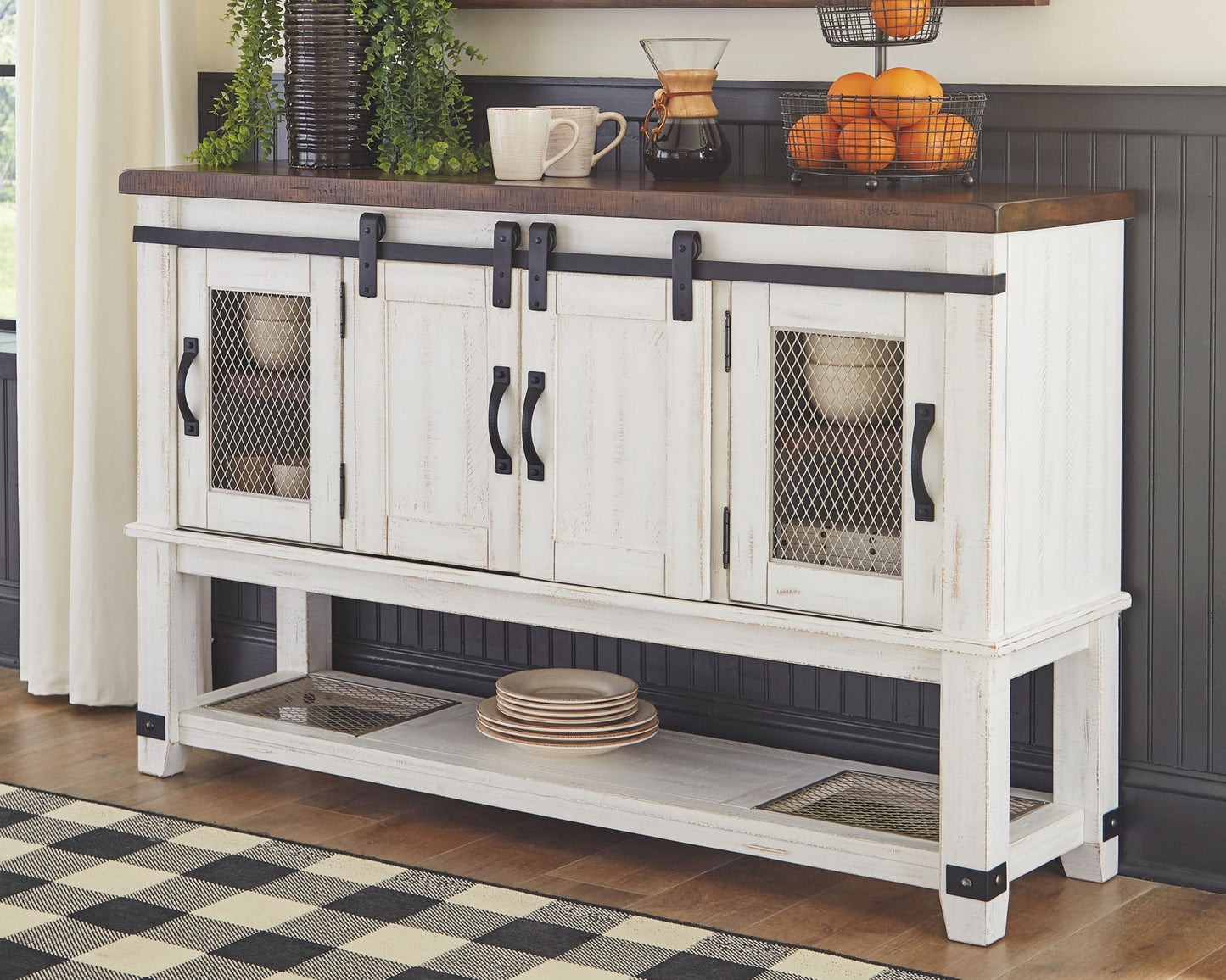 Valebeck - White / Brown - Dining Room Server - Hornell Furniture Outlet
