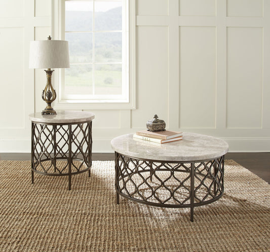 Roland - Marbletop Cocktail Table - White - Hornell Furniture Outlet