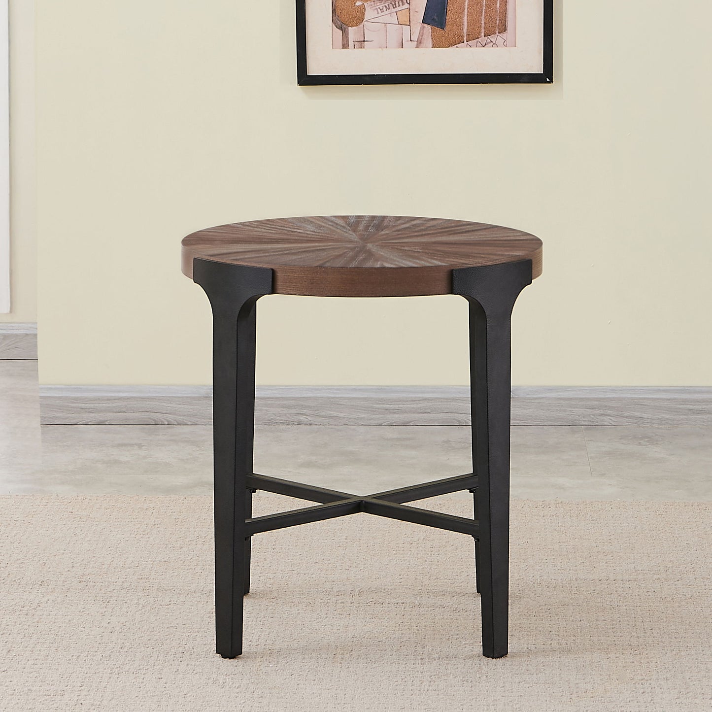 Chevron - Round End Table - Brown - Hornell Furniture Outlet