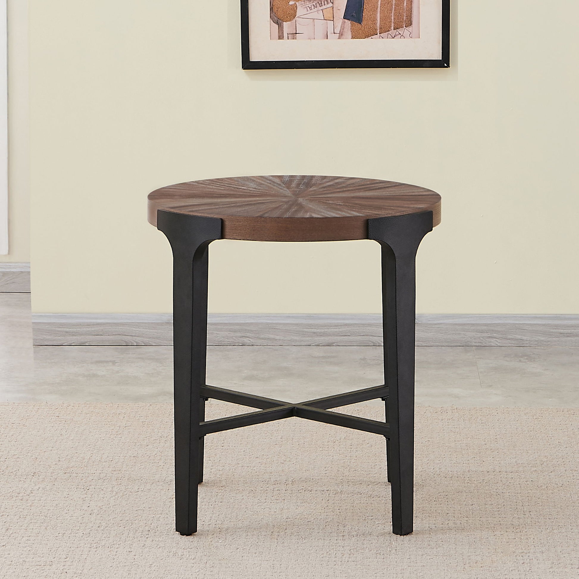 Chevron - Round End Table - Brown - Hornell Furniture Outlet