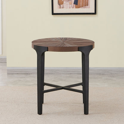 Chevron - Round End Table - Brown - Hornell Furniture Outlet